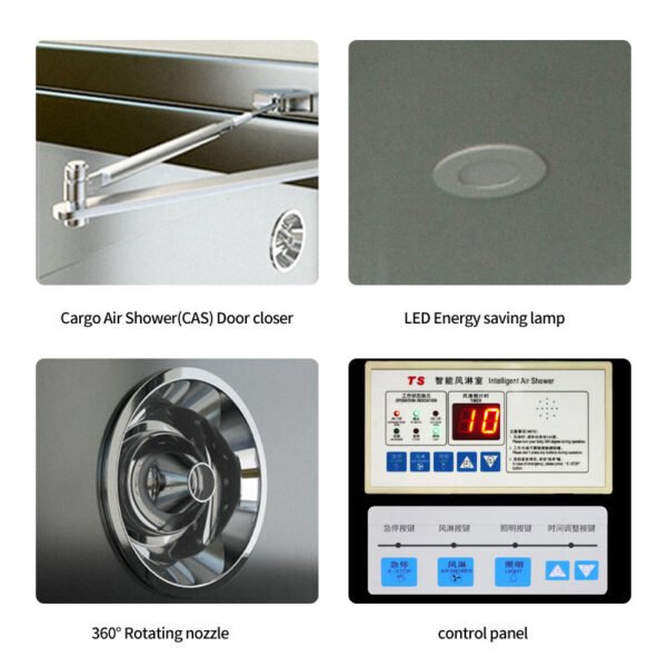 Cargo Air Shower(CAS) Door closer LED Energy saving lamp 360° Rotating nozzle control panel