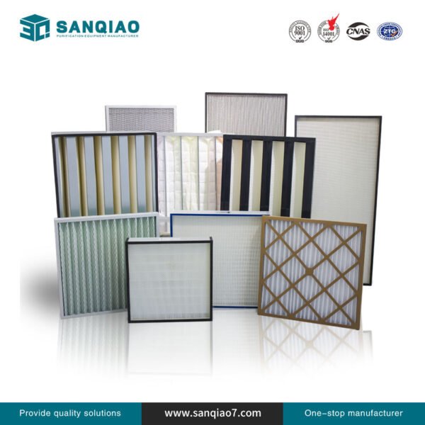 Various Customizable High Efficiency Plastic Frame V-Type Sub-Hign Efficiency Clean Room Hepa Air Purifier Heap Filter