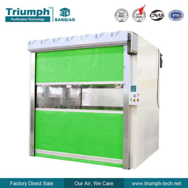 Green Pvc Rolling Door Air Shower All Steel Automatic Clean room Air Shower